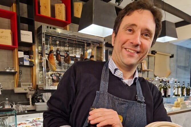 Florence Food Tour with Truffle Pasta, Steak & Free Flowing Wine - The wine window and crostini stop