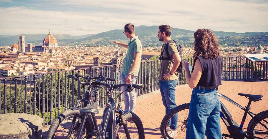 Florence: Guided Electric Bike Tour with Gelato - Piazzale Michelangelo: Florence from above
