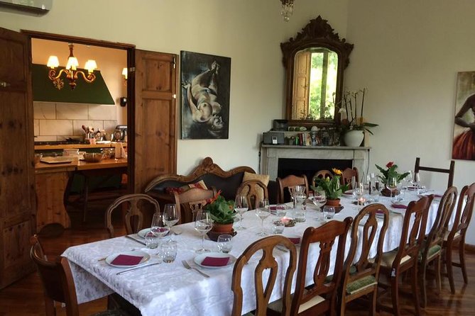 Florence Small-Group Pasta Class with Seasonal Ingredients - Sitting down for the meal and wine