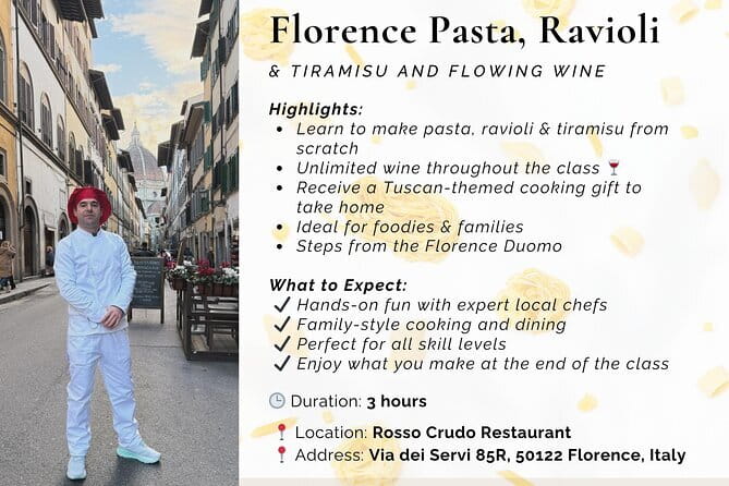 Florence: Tiramisu & Pasta Cooking Class with Unlimited Wine - What the chefs teach you