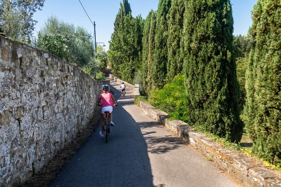 Florence: Tuscany Bike Tour with Wine & Olive Oil - Villa Poggio Imperiale and the first countryside views