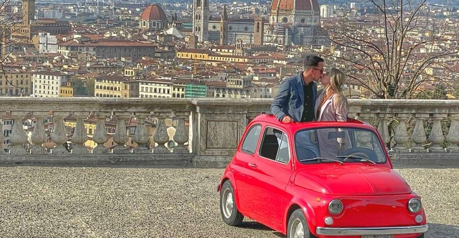 Florence: Vintage Fiat 500 Tour with Wine Tasting at Winery - San Miniato al Monte and Florence from above