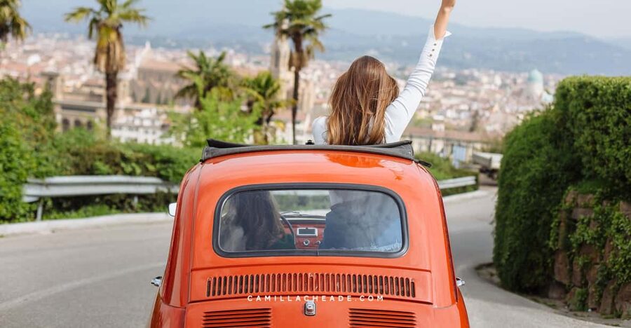 From Florence: Vintage Fiat 500 Chianti & Tuscany Wine Tour - The hilltop view that puts Florence in place
