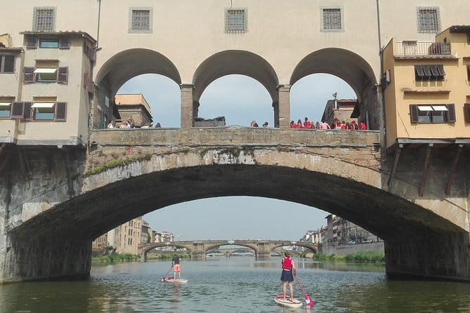 SUP at Ponte Vecchio with a Floating Drink - Florence Paddleboarding - Starting beside the Arno at Piazza Giuseppe Poggi
